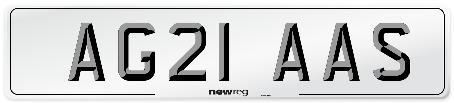 AG21 AAS Number Plate from New Reg